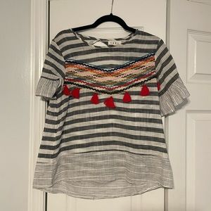 Tassel Embroidered Top